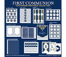 First Communion Navy Yellow Elegant Printables Collection